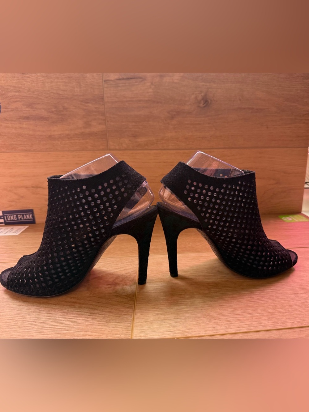 Pedro Garcia Women's Black Suede Peep Toe High Heel Booties